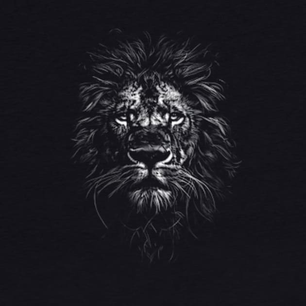 Lion Face Black And White ny s by Ro Go Dan